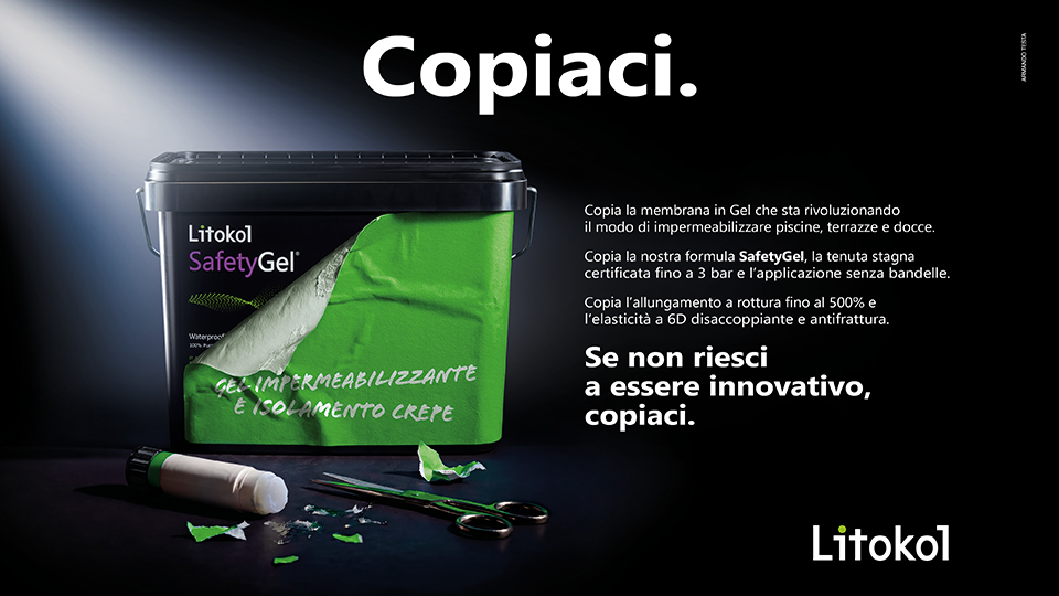 Litokol e Armando Testa invitano il mondo a copiare la nuova formula SafetyGel