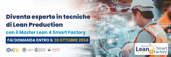 Webinar di presentazione del Master Lean 4 Smart Factory -12 settembre ore 17:30